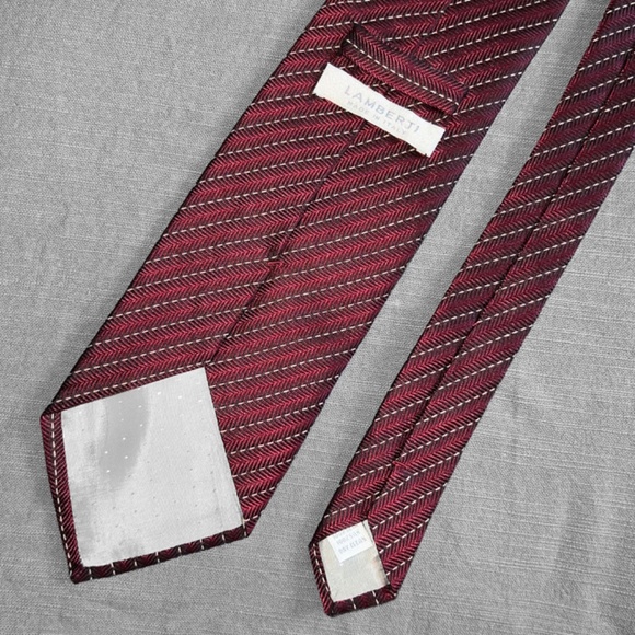 Lamberti Maroon Diagonally Striped Tie - Picture 3 of 5